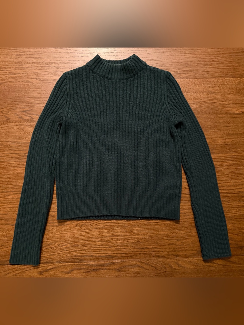 EUC Divided H&M Dark Green Ribbed Crew Mock Neck Sweater